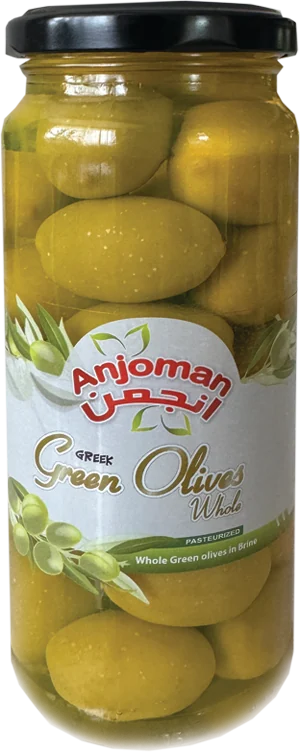 Jar of whole green olives